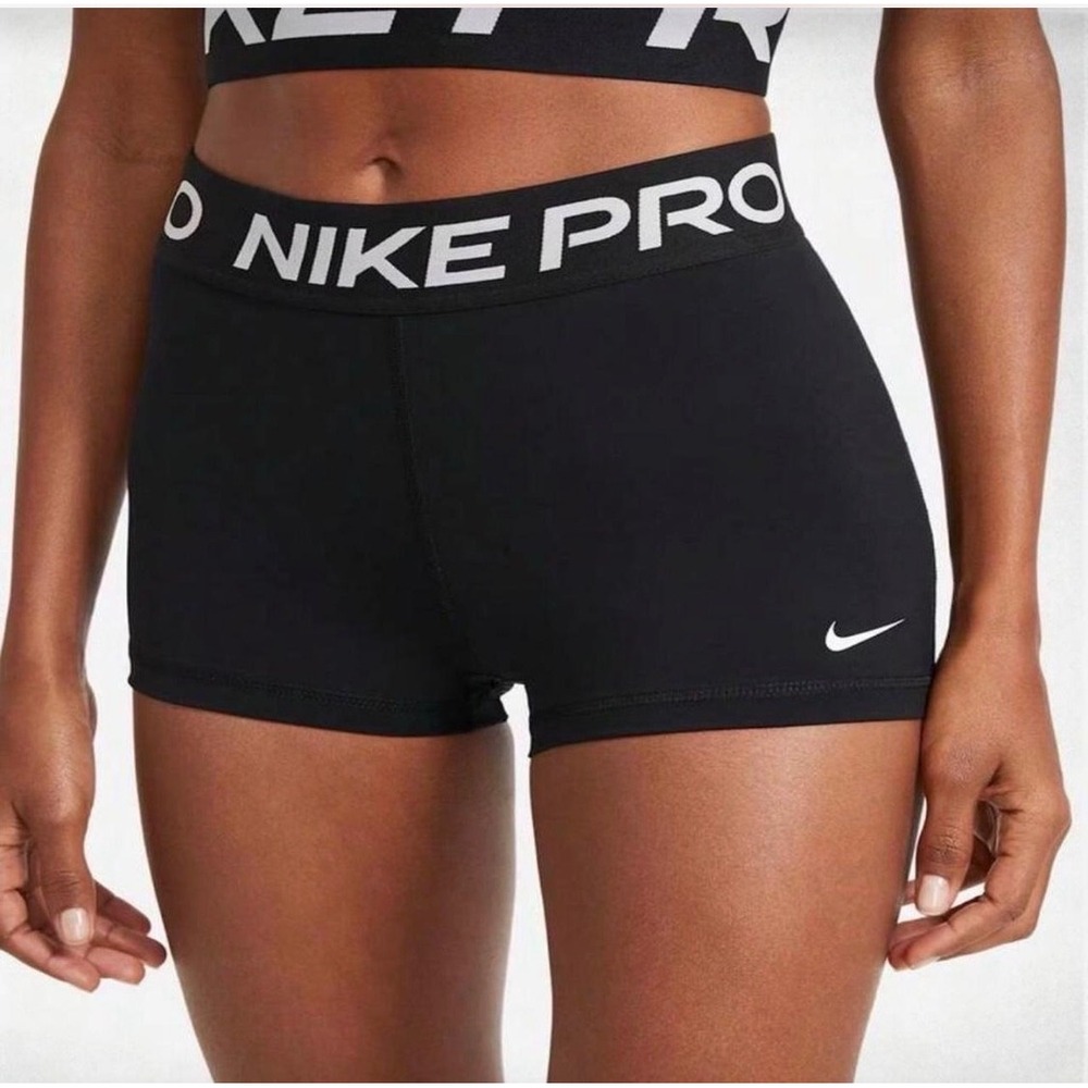 Nike Pro Shorts Womens L Black Athleisure Dri-FIT Compression Spandex 3 Inch